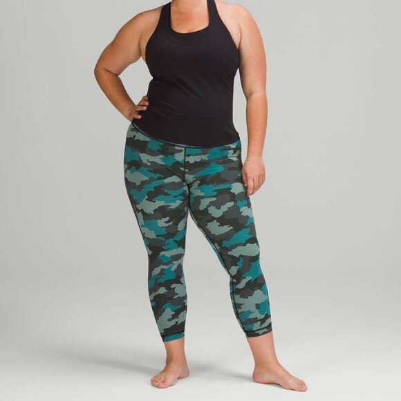Lululemon Wunder Under High-Rise Tight 25"- Teal Camo- Size 4 - Picture 1 of 13